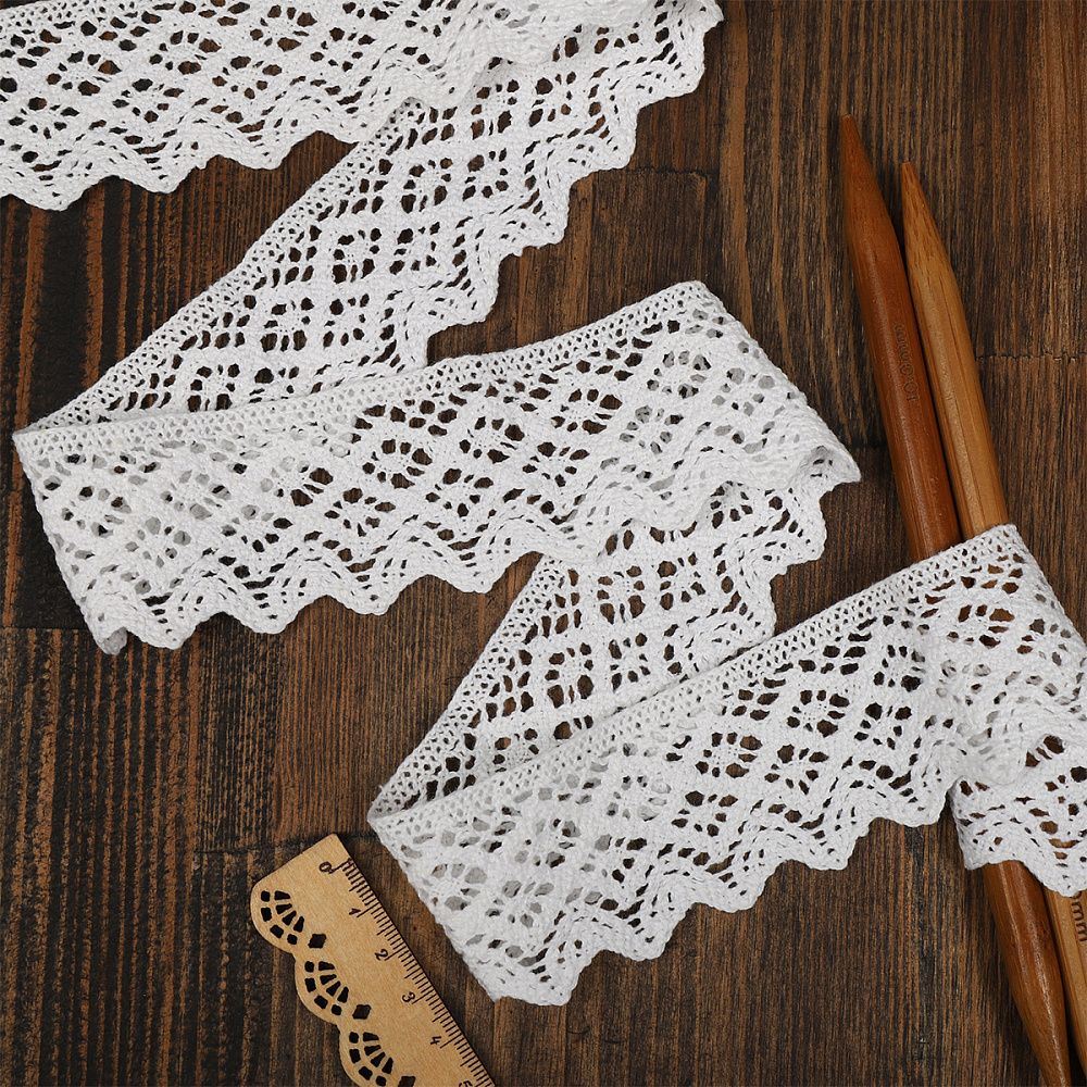 Кружево вязаное (тесьма) 50 мм / 3 метра, хлопок, TR.1003, цв.01 белый, 3 метра, Kruzhevo