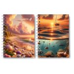 Записная книжка на гребне A6 80 л., 4 шт, клетка, Морской закат 01188, Светоч ЗК112