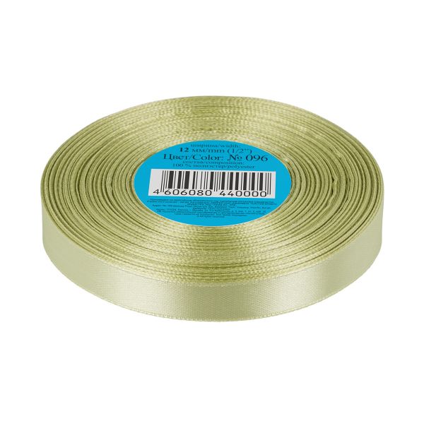Лента атласная 1-сторонняя 12.0 мм / 33±2 метра, 096 бл.хаки, Gamma