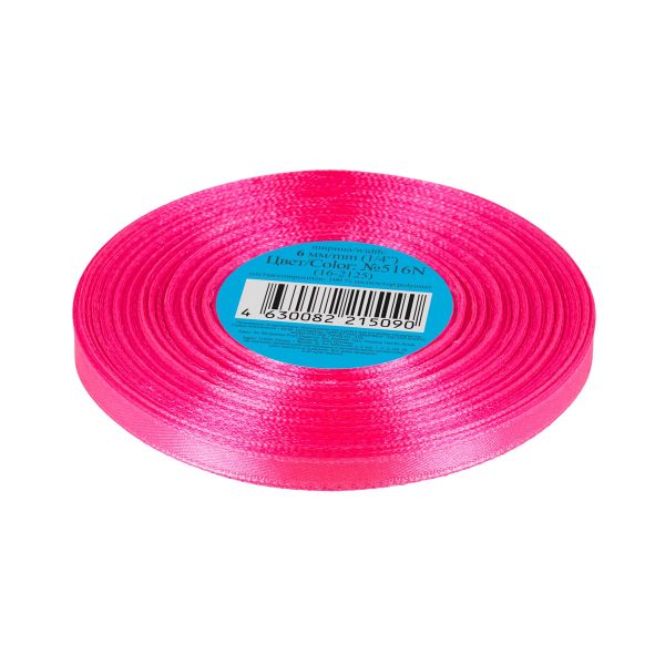 Лента атласная 1-сторонняя 6.0 мм / 33±2 метра, №516N(16-2125) бледно-розовый, Gamma