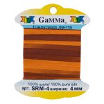 Лента (тесьма) шелковая 4.0 мм / 9.1±0.5 метров, M136 яр.оранжевый/коричневый, Gamma SRM-4