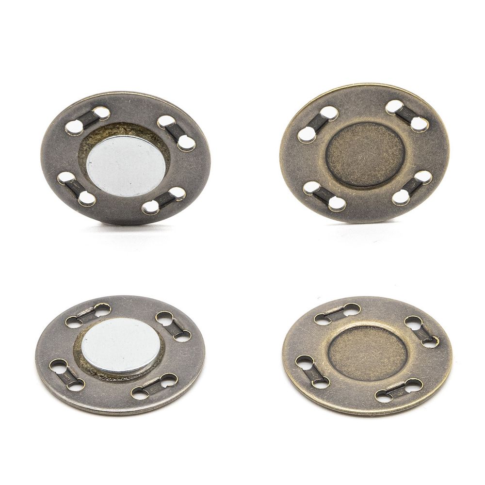 Кнопка магнитная металл пришивная ⌀20.0 мм, латунь, 10 шт, BIG