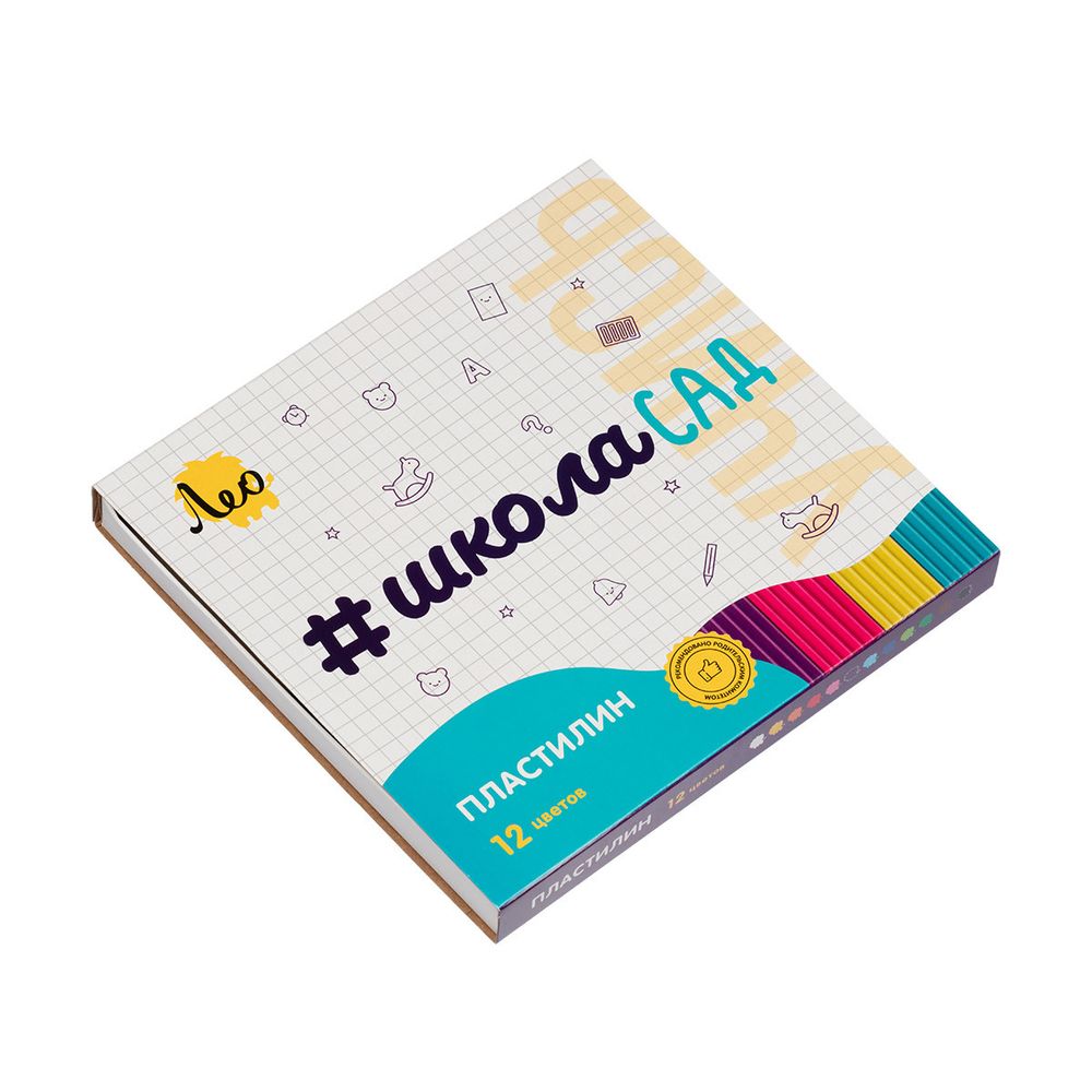 Пластилин классический ШколаСад 240 г, 12 цв, Лео LMC-0112