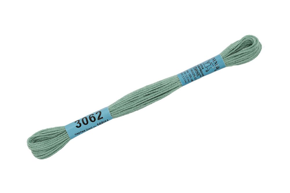 Мулине Gamma 100% хлопок, цв.3062 зеленый, 24 мотка по 8 метров