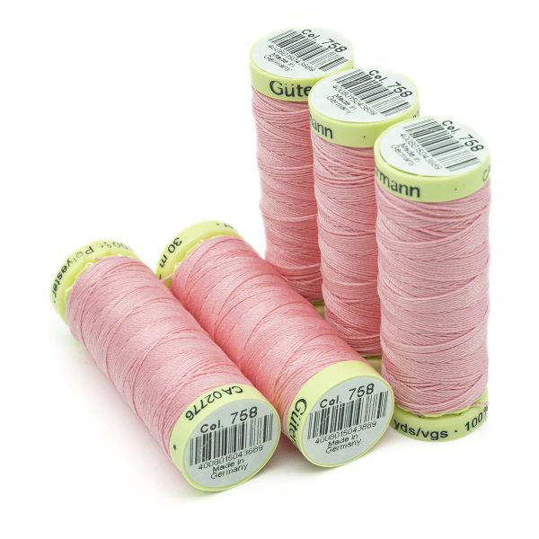 Нитки отделочные Gutermann Top Stitch, 30м, 758 розовый, 5 катушек