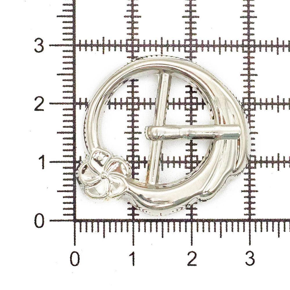 Пряжка ременная металл 19 мм (внешн. 27х29 мм), 10 шт, никель, с цветком, BIG