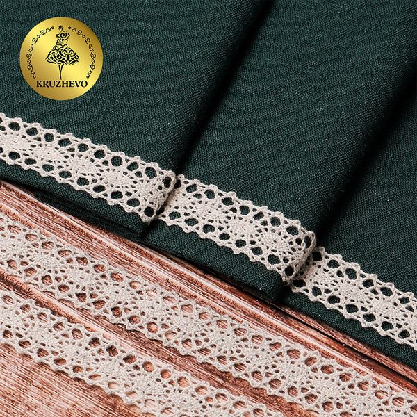 Кружево вязаное (тесьма) 20 мм / 10 метров, диз. 296, цв.22 серый лен, Kruzhevo