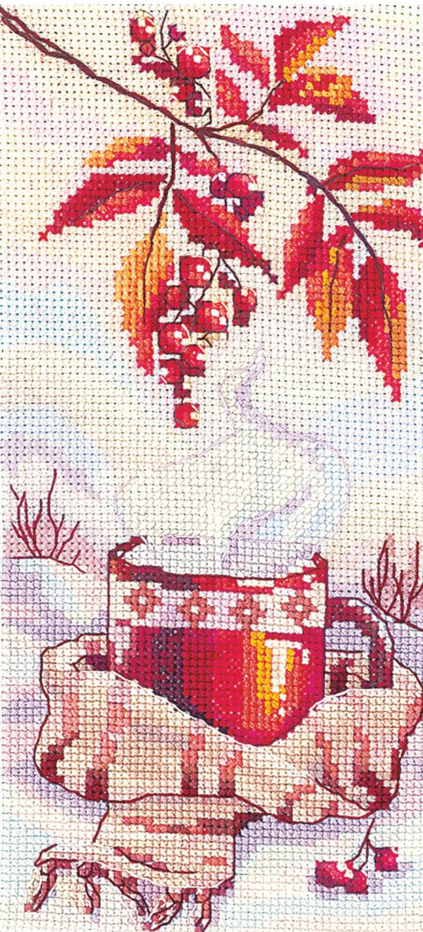 Набор для вышивания нитками Сделай своими руками, Горячий чай (хлопок), 9х19 см