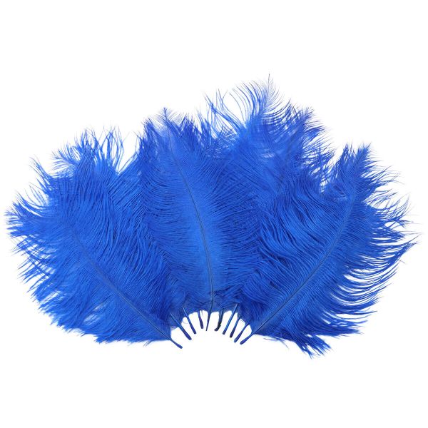Перья страуса декоративные 20-25см, 10 шт в упак, синий