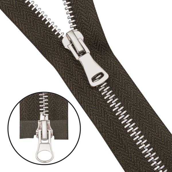 Молния металл Т5 (5 мм) 2 зам., разъем., 70 см, никель, 078 хаки, 6535-0311, 5 шт