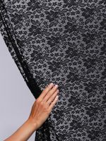 Гипюр стрейч 90 г/м², 150 см / 1 метр, TBY.M0064, черный