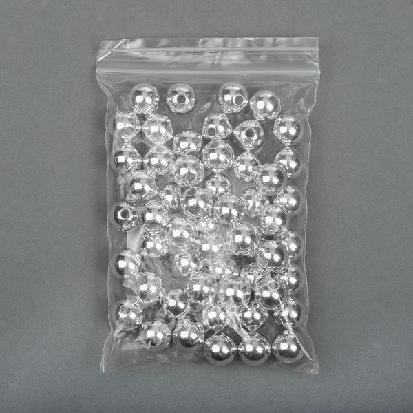 Бусины пластик ⌀12 мм, цв.серебро уп.50 г, Magic4Hobby