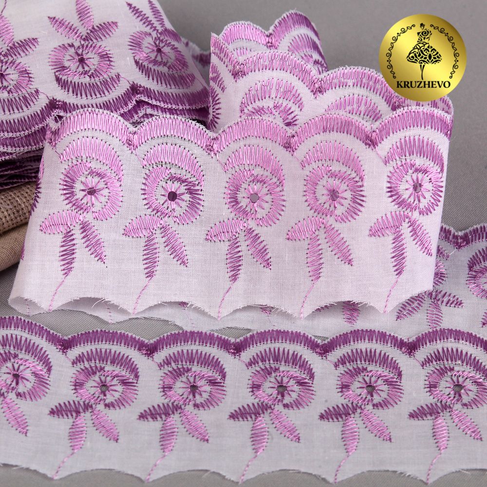 Кружево шитьё 50 мм, цв.164 бл.сиреневый, уп. 13.71 м, Kruzhevo