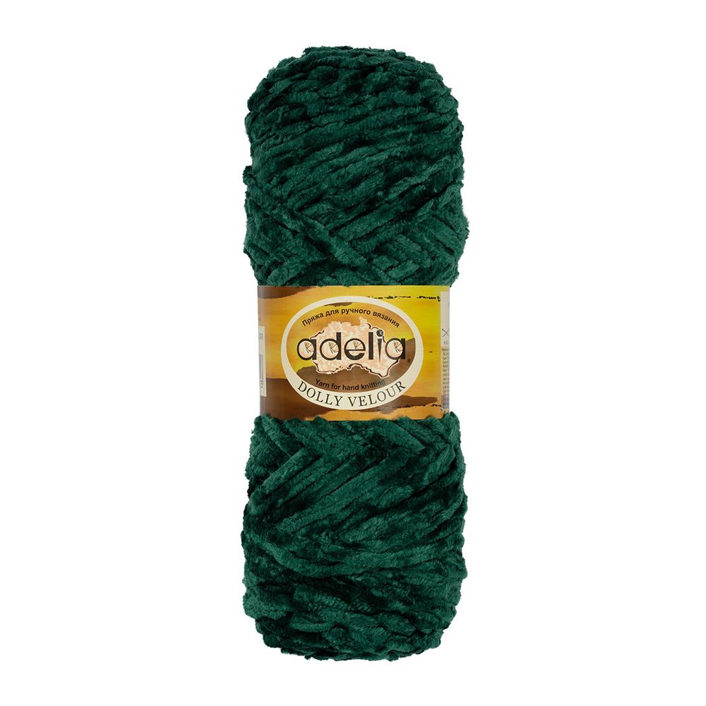 Пряжа Adelia Dolly Velour / уп.5 мот. по 100г, 93м, 13 зеленый