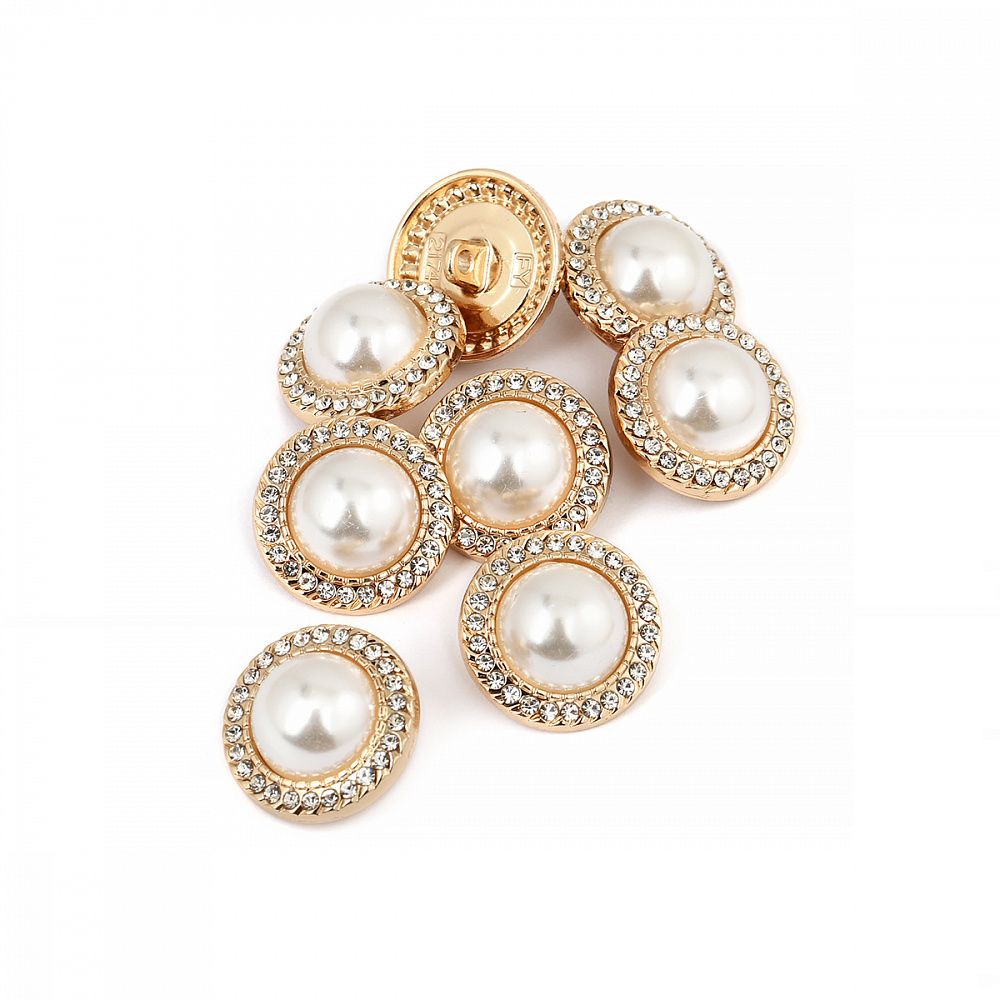 Пуговицы металлические на ножке 32L-20 мм, С-MP15 цв.золото/перламутр, 10 шт