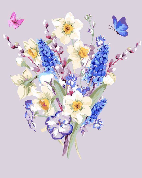 Холст для раскрашивания по номерам PNB/C1 №64, Весенний букет, 50х40 см