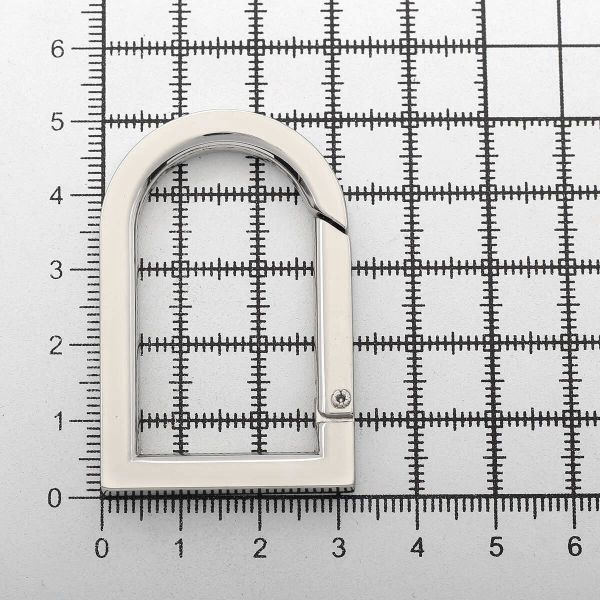 Карабин металл полукольцо 22х40 мм (50х32 мм), никель мет, 2 шт