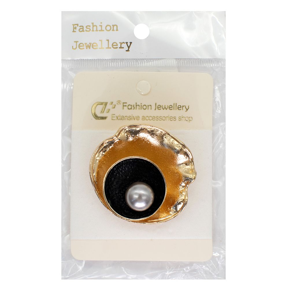 Брошь декоративная 45х45 мм, gold черный с золотом /TOS/