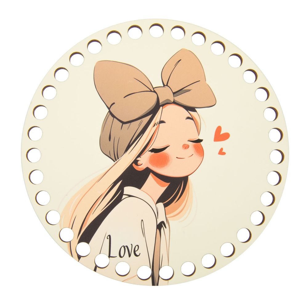 Набор донышек для вязания Матовый фанера ⌀15х0.4 см, 2 шт, 02 Милашка, Love2art ДВ-02