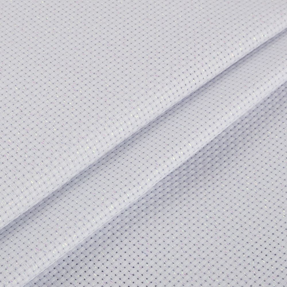 Канва Aida 11 ct, 30х40±2 см, белый с перламутровым люрексом, Gamma