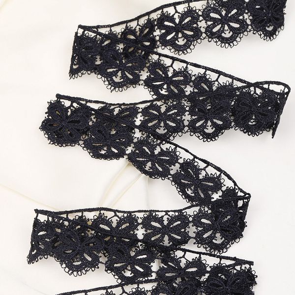 Кружево гипюр (плетёное) 30 мм, диз. 128, цв.7 т.синий, уп. 9 м, Kruzhevo