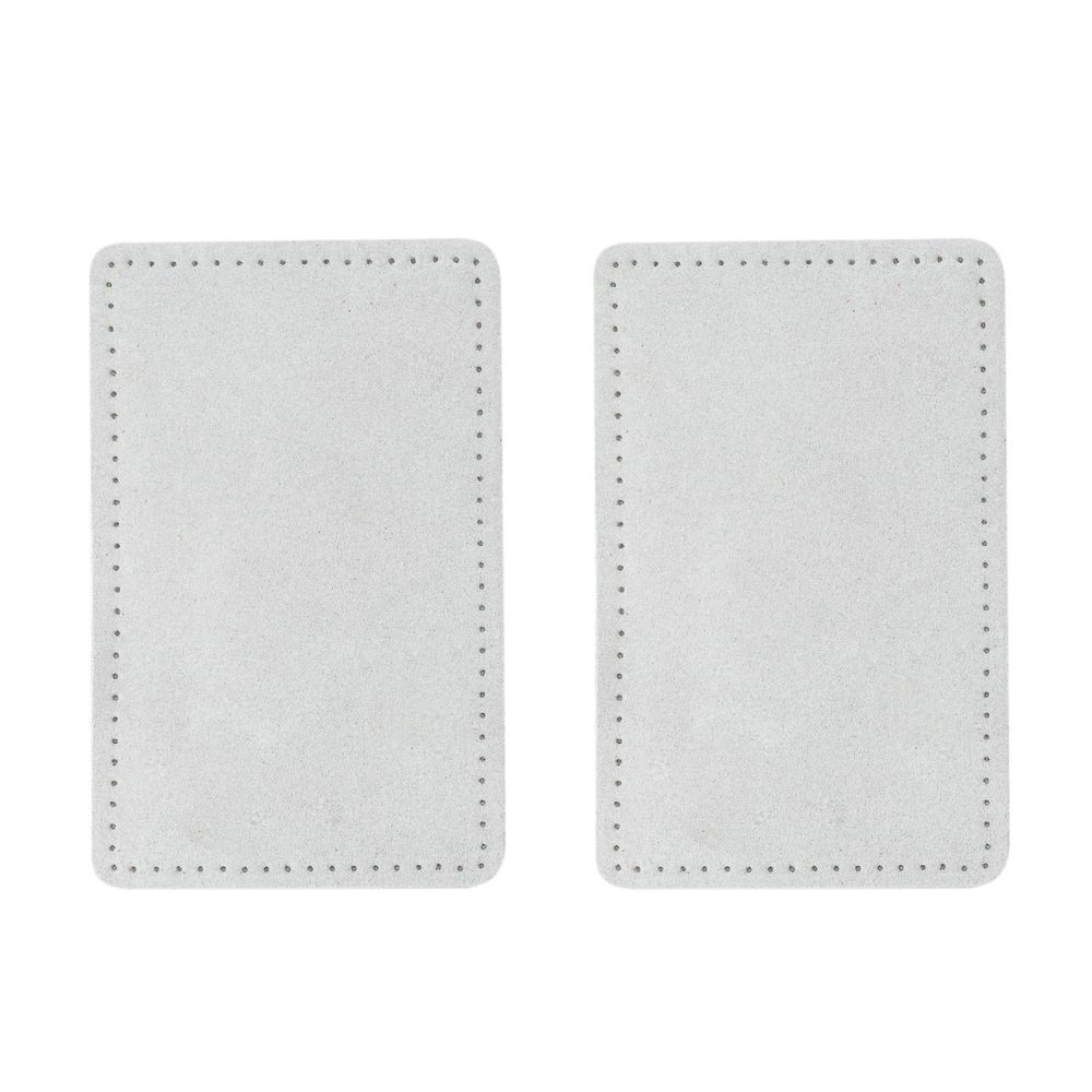 Заплатки пришивные из замши прямоугольник 8х12.7 см, с перфорацией, 2 шт, 100% кожа, 25 серо-белый, 59123