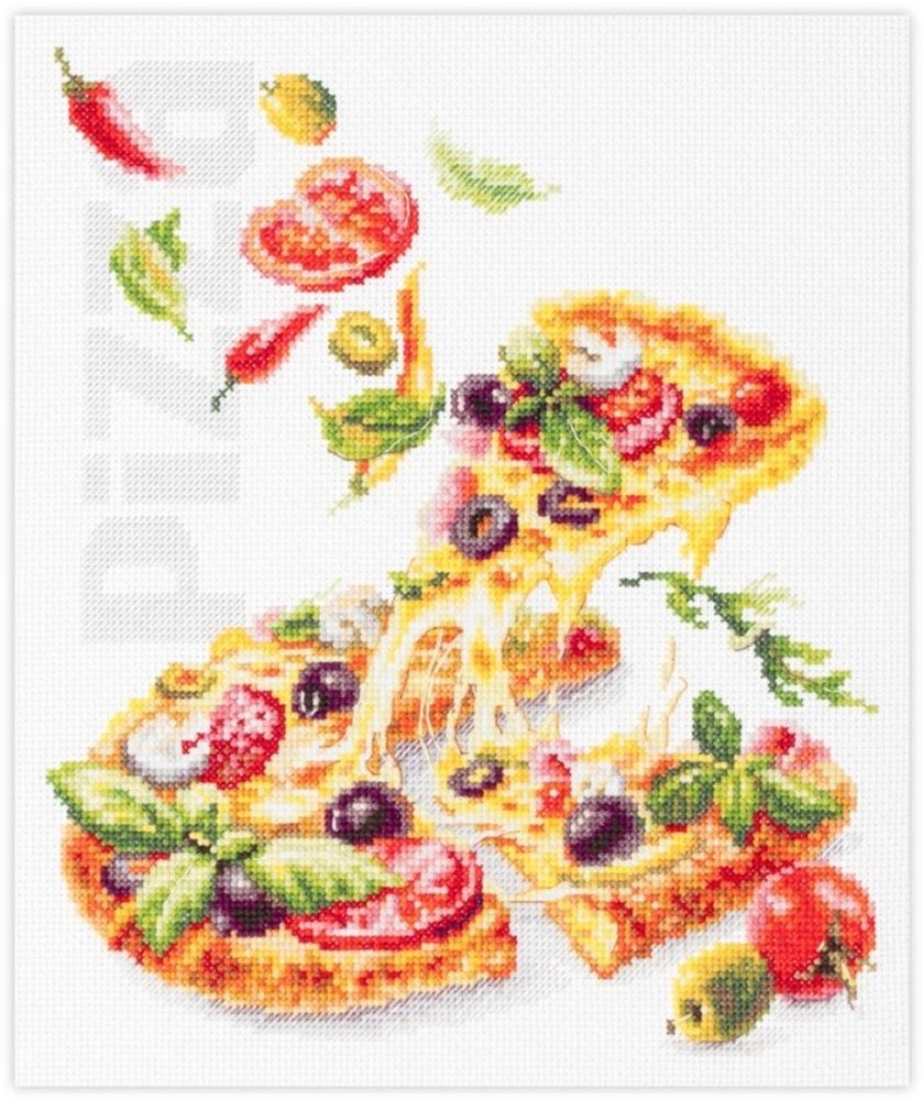 Набор для вышивания нитками Чудесная игла, Пицца, 23x27 см
