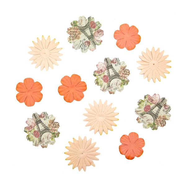 Лепестки бумажные d 6 см/6 см/4,5 см, упак. 12 шт, Астра, оранжевый