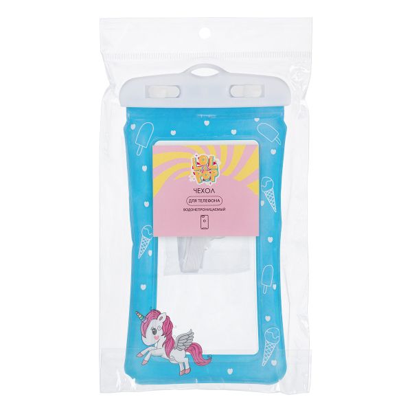 Чехол для телефона водонепроницаемый 22х11х2 см, №03 прозрачный/голубой, Lol&Pop LLP-305