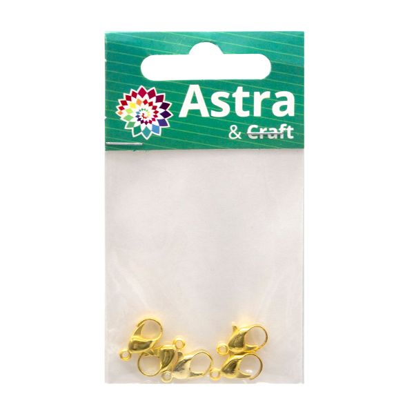 Замок для бус карабин 14 мм, 5 штук, Astra&Craft (яркое золото) 4AR235