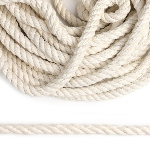 Шнур (канат) хлопковый крученый ⌀8.0 мм / 10 метров, молочный