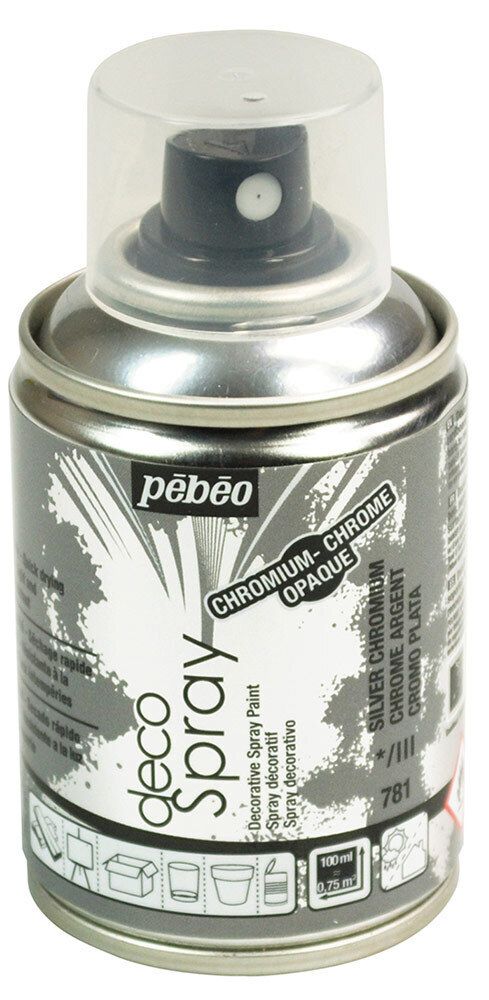 Краска хром аэрозольная decoSpray 100 мл, 093781 серебро хром, Pebeo