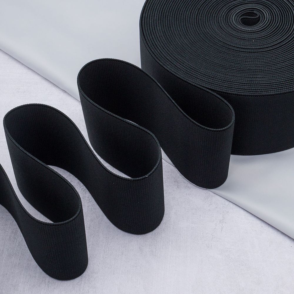 Резинка башмачная широкая 100.0 мм / 20 метров, 122.6 г/п.м., (Мн), черный, 90851Ч