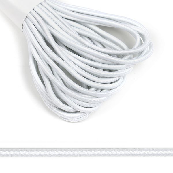 Резинка шляпная (шнур эластичный) ⌀3.0 мм / 10 метров, цв.F101 белый