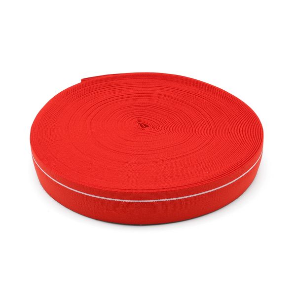 Резинка для мужских трусов и боксеров 35.0 мм / 25 метров, тканая мягкая, 24 г/м, красный/белый полоса