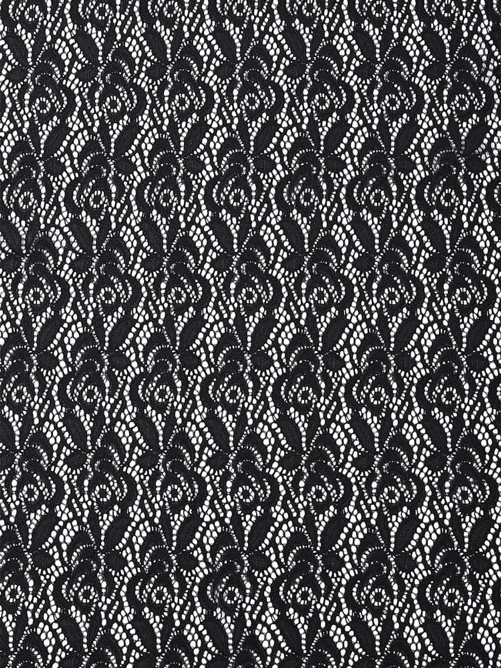 Ткань кружевная гипюр стрейч 160 г/м², ш.150см, арт.SZ031636 цв.черный, уп.25м