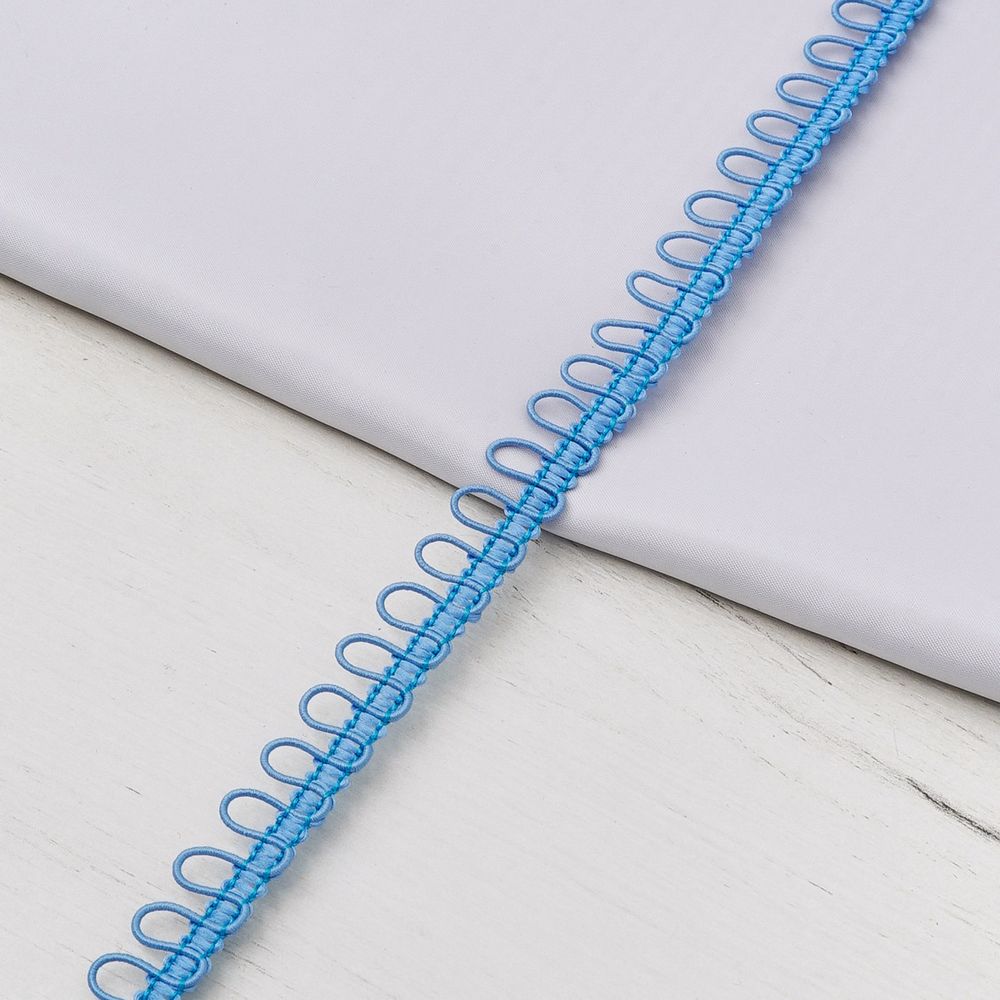 Тесьма декоративная с петлями 15 мм / 18.29 метра, голубой, 13-7735