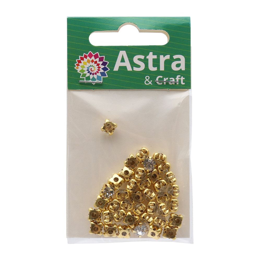 Хрустальные стразы в цапах/золото, 6мм, 40 шт, Astra&Craft, 01 прозрачный, 4AR169/176