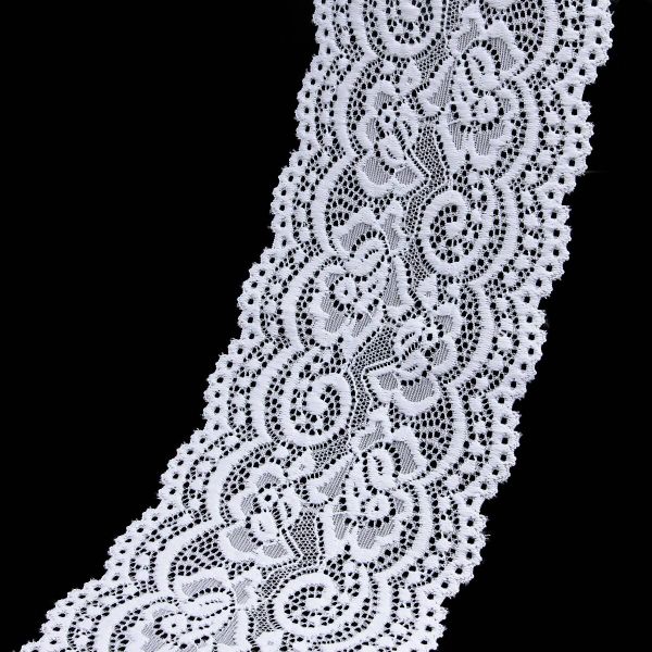 Кружево эластичное (стрейч) 100 мм / 3 метра, C501 белый