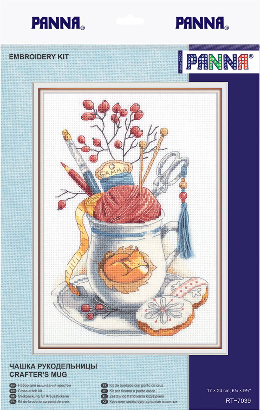 Набор для вышивания нитками Panna, Чашка рукодельницы, 17х24 см