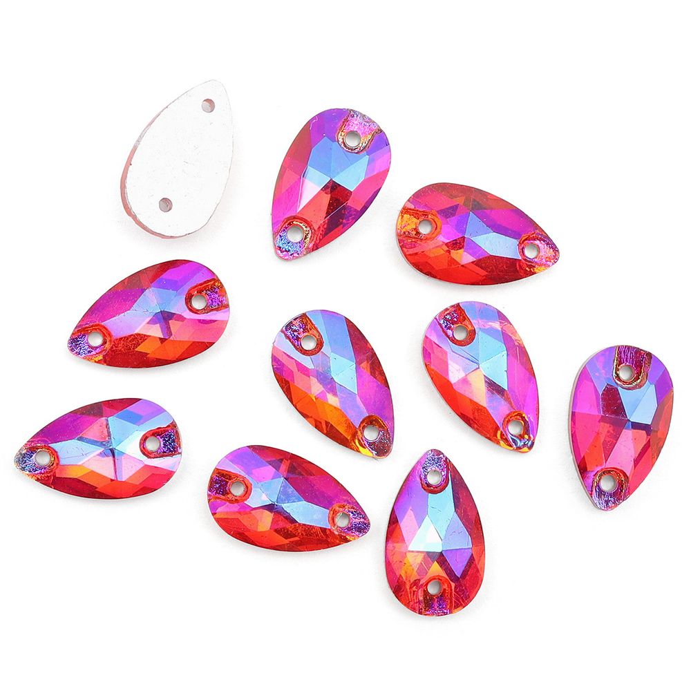 Хрустальные стразы пришивные формы капля, фуксия 7х12 мм 10 шт/упак., ХК007НН712