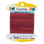 Лента (тесьма) шелковая 4.0 мм / 9.1±0.5 метров, M121 т.красный/бордовый, Gamma SRM-4