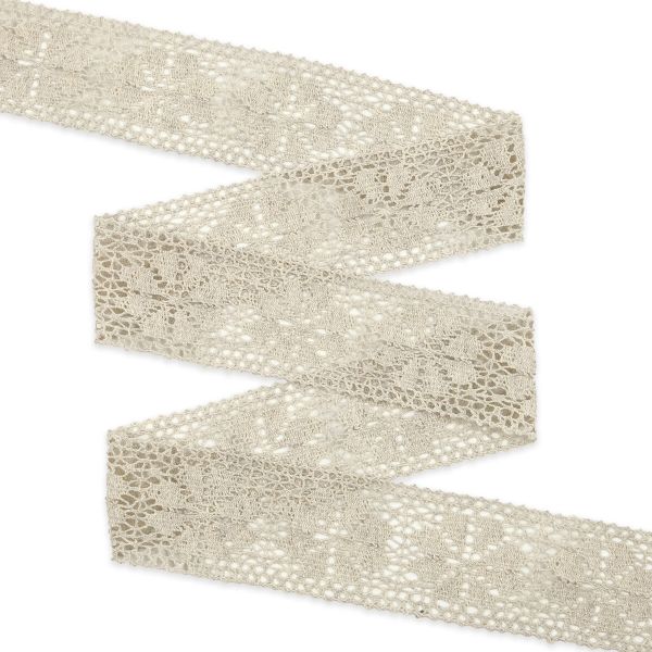 Кружево вязаное (тесьма) хлопковое 60 мм / 25 метров, рис.60.01.178 (лен) С3749Г17