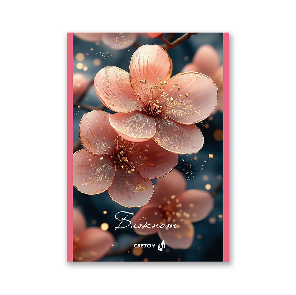 Блокнот на скобе, A5 60 л. 12 шт клетка, Нежные лепестки 01743, Б263 Светоч