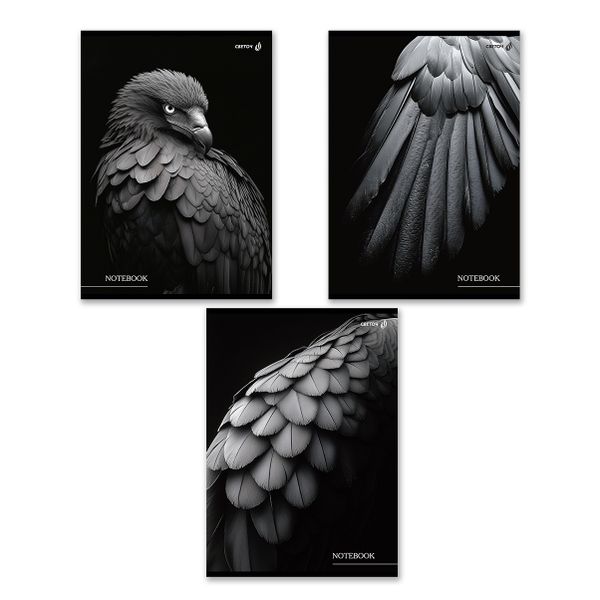 Тетрадь ученическая общая, выборочный лак, A4 80 л. на скобе 65 г/м², белизна 100 %, 6 шт, клетка, 01350 Чёрные крылья, Светоч Т155