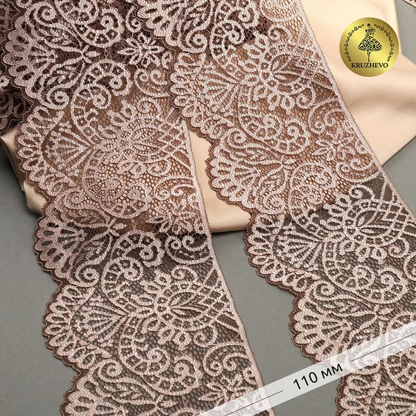 Кружево эластичное (стрейч) 110 мм, 40992PP цв.бежевый уп.115м, Kruzhevo