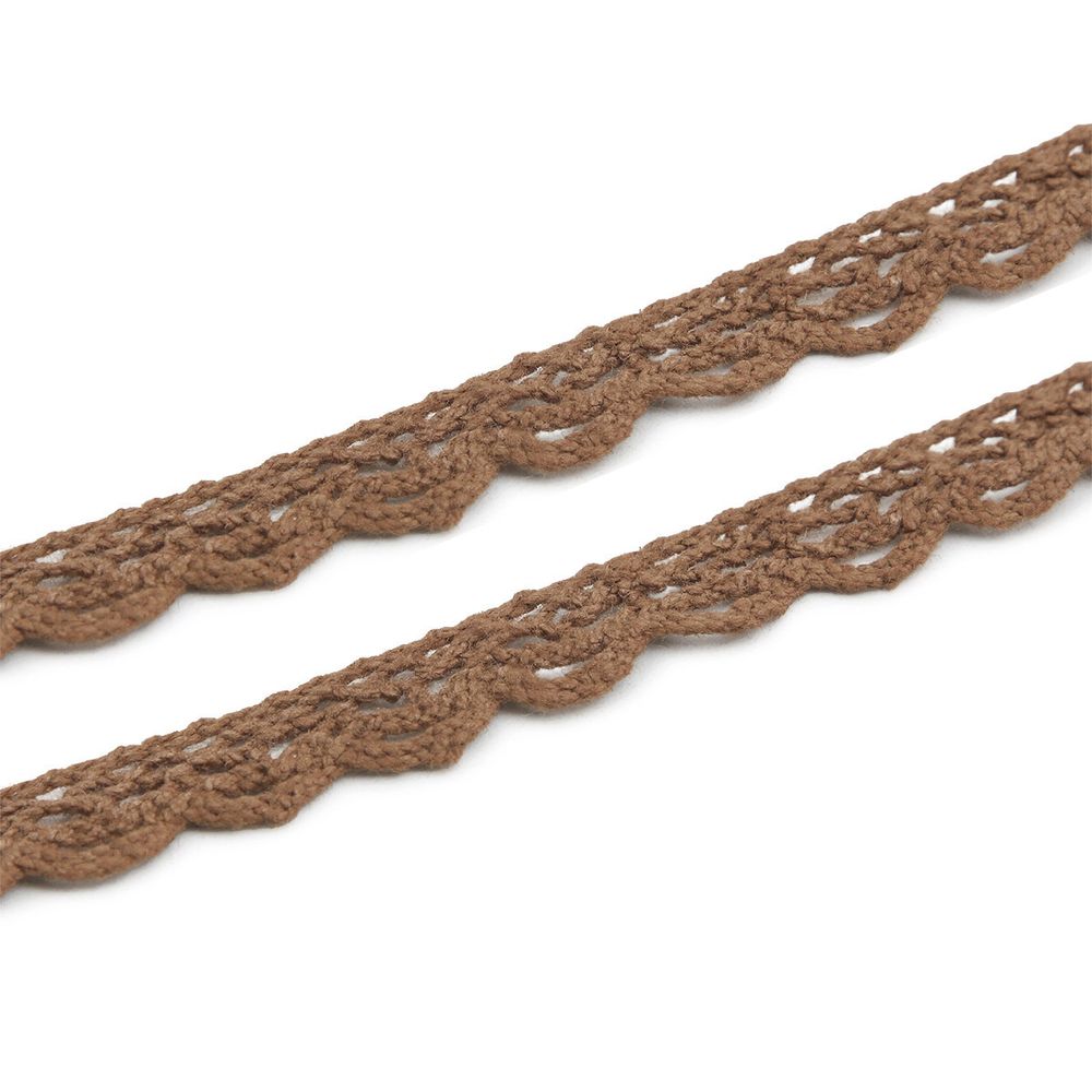 Кружево вязаное (тесьма) хлопковое 10 мм / 9.14 метров, C092 коричневый