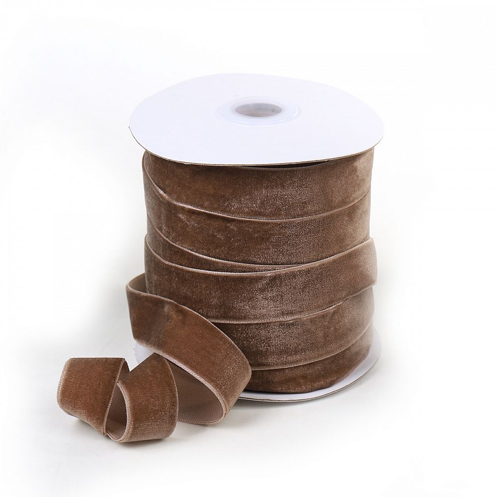 Лента бархатная (тесьма) 20.0 мм / 22.86±1 метров, арт.20VRS296 нейлон цв.кофейный