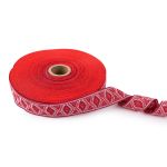 Лента (тесьма) жаккардовая 30.0 мм / 25±1 метров, Орнамент для северных народов, рис 9854 №1 красн/бел/синий, Gamma C3881