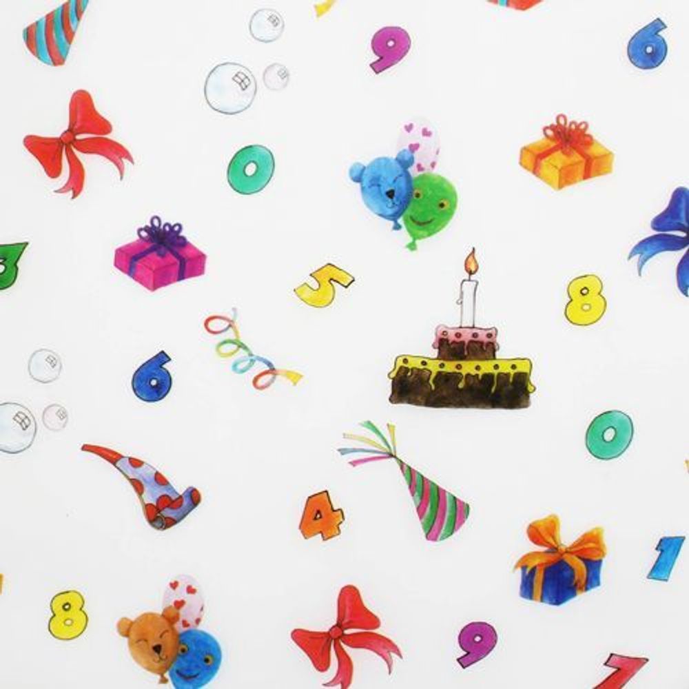 Транспарентная бумага "День рождения", 115 гр/м², 50,5х70 см, Folia, S090463